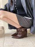 KYLETHOMASW  -  High-Quality Soft Leather Ankle Boots Women Sexy Pointed Toe Metal Buckle Design Modern Boots Fall Winter Comfortable Women Shoe