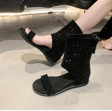 KYLETHOMASW  -  Spring Autumn Open Toe Internal Elevation Women Sandals Boots Ladies Casual Hollow Out Ankle Booties