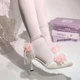 KYLETHOMASW  -  Elegant woman heeled shoes pink wedding bridal heels for ladies rose Lolita cosplay heels y2k cutecore dress shoes