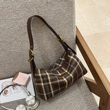 KYLETHOMASW  -  Vintage Plaid Shoulder Bag Adjustable Strap Y2k Underarm Bag Korean Style Checkered Casual Daily Handbag