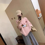 KYLETHOMASW  -  Korean Blue Puppy Towel Embroidered Raccoon Velvet Sweater for Women in Autumn and Winter Loose Outerwear Knitted Top