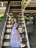 KYLETHOMASW  -  Temperament Evening Dresses Women Floral Printed Sleeveless Slim Backless V Neck Holiday Backless Party Cocktail Dress
