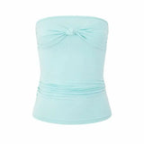 KYLETHOMASW  -  Hot Girl Twist Knot Ruched Tube Top Women Stretch Slim Fitting Strapless Summer Camisole