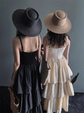 KYLETHOMASW  -  Korean Chic Summer New Item Niche Design Sense Waist Cinching Slimming Patchwork Ruffle Edge Cake Suspender Dress Women