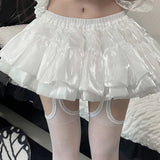 KYLETHOMASW  -  Kawaii White Mini Skirt Women Kawaii Cutecore Ruffles Bud Skirts Summer Fashion Streetwear Korean Casual Ball Gown Faldas
