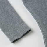 KYLETHOMASW  -  Fashionable dark chain print contrasting round neck long sleeved simple grey slim fit slimming front shoulder top