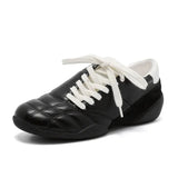KYLETHOMASW  -  Women's Black Casual football Style Sneakers Flats Chic Shoelaces Comfy Walking Shoes Woman Trainers High Quality