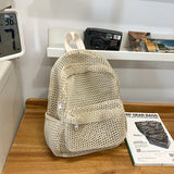 KYLETHOMASW  -  Small Mesh Backpack Bags Women Solid Color Back Packs Females Travel Simple Beach Student School Backpacks