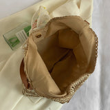KYLETHOMASW  -  Women Straw Woven Tote Bag Casual Handbag Large Capacity Summer Crochet Shoulder Bag with Bow Patchwork for Outdoor Travel
