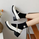 KYLETHOMASW  -  New Autumn Women Mary Jane Shoes Simple Glossy PU Ladies Causal Uniform Low-heeled Shoes Fashion Versatile Lolita Women's Pumps