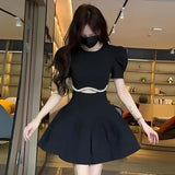 KYLETHOMASW  -  Fake Two Pieces 2025 New Summer Women French Hollow Fashion Dress