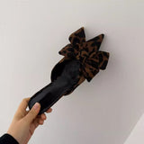 KYLETHOMASW  -  Leopard Print Open Toe Low Heel Women Slippers Butterfly-knot Dress Summer Women's Vacation Shoes