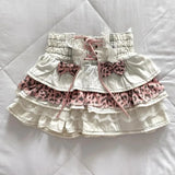 KYLETHOMASW  -  Sweet Pink V-neck Bow Short Sleeve T-short for Women+ Y2k High Waist Ruched Cake Skirts 2025 Summer New Two Piece Sets