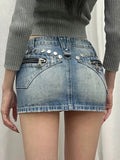 Kylethomasw  Summer Woman Y2k Denim Skirt Low Rise Jean Cargo Skirt Zipper New Design Mini Sexy Hot Gyaru Aesthetics American Style Punk