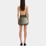 KYLETHOMASW  -  New Sleeveless Elegant Simple Party Dress Women Summer Holiday Backless Chic Mini Dress Striped Patchwork Dress for Women