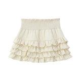 KYLETHOMASW  - CreamySweet Creamy Girly Skirt with High Waist and Black and White Lace Puffy Cake Skirt