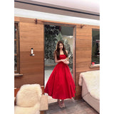 KYLETHOMASW  -  Vintage Red Midi Dress Women Party Prom Sexy Halter Bandage Dresses Summer Elegant Korean Backless Bodycon A Line Vestidos