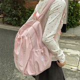 KYLETHOMASW  -  Women's Drawstring Ruched Lightweight Backpack Minimalist Casual Aesthetic Daily Simple Solid Color School Bag New Trend
