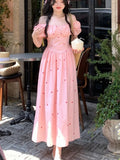 KYLETHOMASW  -  Elegant Fairy  Midi Dress Of Women Causal Puff Sleeve Vintage Party Dress Female One Piece Y2K Clothes