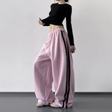 KYLETHOMASW  -  Y2K Vintage Striped Sweatpants Women Harajuku Japanese Oversize Baggy Pants Retro High Waist Loose Casual Streetwear Trousers