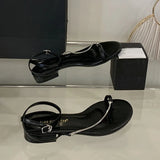 KYLETHOMASW  -  Fashion Metal Chain Ladies Flats Sandals Shoes Spring Summer Round Toe Female Flats Sandals Flip flops Shoes For Women New 2025