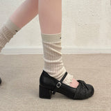 KYLETHOMASW  -  New Spring Thick Heel Women Mary Jane Shoes Concise Shallow Belt Buckle Shoes Ladies Lolita Style Elegant Dress Party Pumps