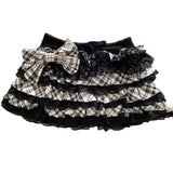 KYLETHOMASW  -  Y2k Aesthetic Spliced Lace Japanese Kawaii Skirt Constrast Color Lace Edge Tiered Cake Skirts Fashion Preppy Style Bow Punk Jupe