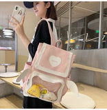 KYLETHOMASW  -  Large Capacity Ita Mochila Transparent Mochilas Preppy Style Mujer School Bag Student Backpack Heart Backpacks