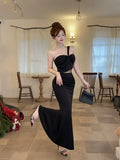 KYLETHOMASW  -  Elegant Sexy Long Evening Gown with Mesh Splice And Side Slit High Waist Bodycon Dress for Women Party Ball Celebration