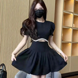 KYLETHOMASW  -  Fake Two Pieces 2025 New Summer Women French Hollow Fashion Dress