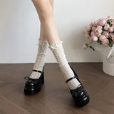 KYLETHOMASW  -  New Spring Platform Thick Heel Women Mary Jane Shoes Fashion Butterfly-knot Shoes Ladies Outdoor Dress Leather Pumps