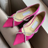 KYLETHOMASW  -  Women's single shoes,Europeanand American spring and autumn newfashionable pointeddiamond chainflat bottomed shallow mouth shoes