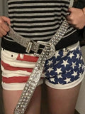 KYLETHOMASW  -  American Retro Star Printed Denim Shorts for Women's Summer Hot Girls Slim Fit Hip Wrap Shorts Fashion Female Clothes