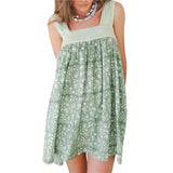 KYLETHOMASW  -  Womens French Vintage Floral Print Casual Loose Fit Strap Jumper Dress
