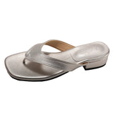 KYLETHOMASW  -  Summer Fashion Thin Low Heels Slippers Women Round Clip Toe Beach Casual Sandals Flip Flops Shoes Zapatos De Mujer