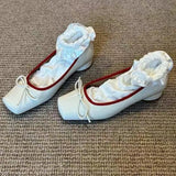 KYLETHOMASW  -  Patent Leather Fashion Mary Jane Shoes Women Pumps Shallow Women Shoes Bow Low Heel Elegant High Heels Female Zapatos De Mujer