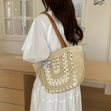 KYLETHOMASW  -  Vintage Crochet Woven Straw Shoulder Bag Women Large Capacity Beach Tote Bags New Trend Summer Handbags and Purses