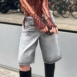 KYLETHOMASW  -  Y2k Bermuda Denim Shorts Low Waist Loose Fit Baggy Jorts with Pockets Summer Vintage Wide Leg Jeans Cyber Grunge Streetwear