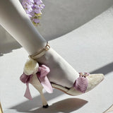 KYLETHOMASW  -  high heels for woman green purple wedding heels bow bridal heels designer shoes Lolita cosplay heels y2k heels rose