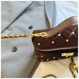 KYLETHOMASW  -  Velvet Diamond Grid Chain Bag Women's High-End Fashion Mini Shoulder Box Bag Urban Simple Style PU Material Daily Match