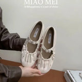 KYLETHOMASW  -  Ballet pleated strap round-toe flat shoes spring commuter loafers French Mary Janes