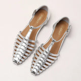 KYLETHOMASW  -  Flat Sandals Women's French Retro Roman Sandals Women's Summer Outer Wear Flat-soled Bag Head Hollow Woven Pig Cage Shoes Women