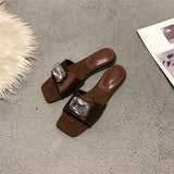 KYLETHOMASW  -  Low Shoes PU Hoof Heels Rome Fabric Rubber Shoes Low Hoof Heels PU Rubber Rome