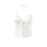 KYLETHOMASW  -  Classic Butterfly Knot Neckline Women's Top Short Length 3D Effect Polyester Fabric Artistic Retro Style Summer Season