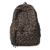 KYLETHOMASW  -  Women's Leopard Print Canvas Backpack Drawstring Decor Adjustable Strap Casual Daily School Travel Bag New Trend Back Pack