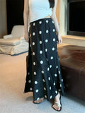 KYLETHOMASW  -    Women A-Line Long Skirts Polka Dots Casual Summer 2024 Mujer Vintage High Waist Slim New Daily Office Lady Mermaid