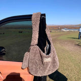 KYLETHOMASW  -  High-capacity Kawaii Grunge Underarm Bag All Match Lamb Wool Y2k Aesthetic Shoulder Handbags Fashion Streetwear Top-Handle Bags