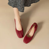 KYLETHOMASW  -  Women Oxford Shoes Vintage Pumps Mid Heels Square Toe Pumps Slip on Sewing High Heels Boat Shoes Elegant Dress Shoes