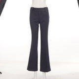 KYLETHOMASW  -  Retro Commuter Suit Flared Pants Two Button Design Low Waist Slim Fit Women's Pants Elegant Comfortable Pants Female Clothing