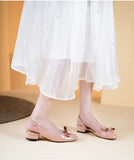 KYLETHOMASW  -  College Style Round Toe Butterfly Knot Decoration Flat Sandals Women Patent Leather Back Strap Muels Sandals Sandalias De Mujer